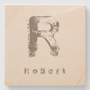 Porta-copo De Pedra Design Monograma - Modelo Elegante - Letra Sandsto