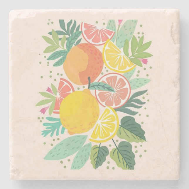 Porta-copo De Pedra Designs de limão (Frente)