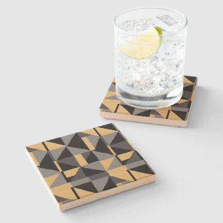 Porta-copo De Pedra Dessous-de-Verre Carré en Grès Noir, Gris et Or