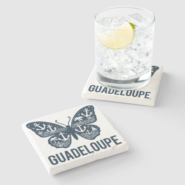 Porta-copo De Pedra Dessous-De-Verre En Pierre Guadeloupe Papillon (Lateral)