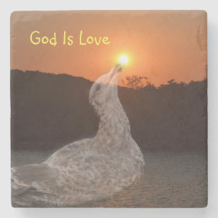 Porta-copo De Pedra Deus é amor sunset