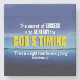 Porta-copo De Pedra DEUS TIMING Success Christian Inspirational