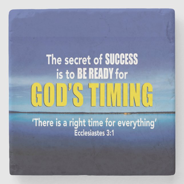 Porta-copo De Pedra DEUS TIMING Success Christian Inspirational (Frente)