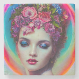 Porta-copo De Pedra Deusa Flor