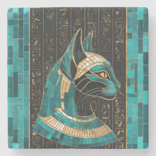 Porta-copo De Pedra Deusa Gato Egípcia Bastet - Arte Mosaica