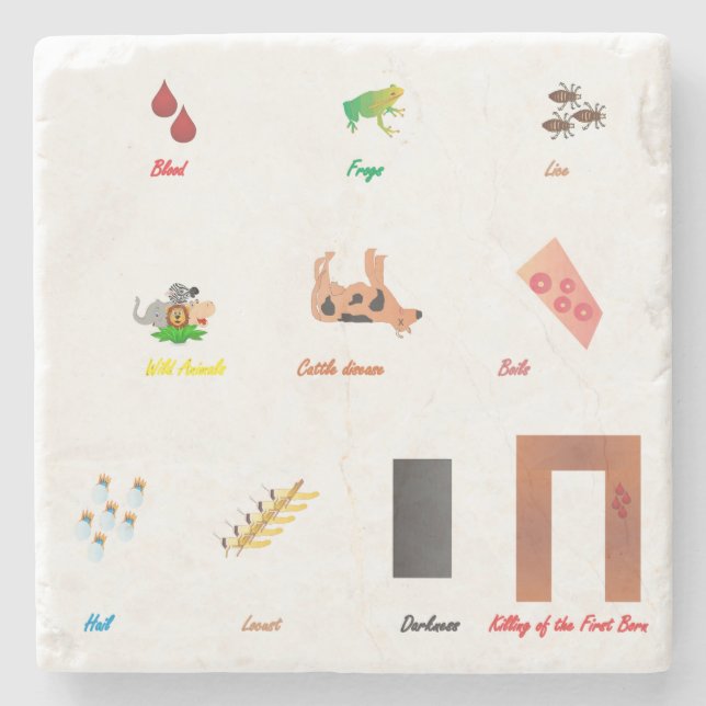 Porta-copo De Pedra Dez pragas (Frente)