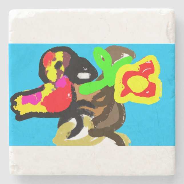 Porta-copo De Pedra Dia da selva de papagaio (Frente)