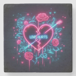 Porta-copo De Pedra Dia de os namorados Ama Machuca Neon Heart