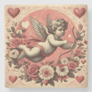 Porta-copo De Pedra Dia de os namorados Clássico/Vintage/Cupido Retroa