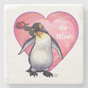 Porta-copo De Pedra Dia de os namorados de pinguins