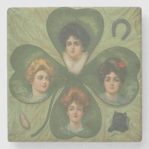 Porta-copo De Pedra Dia de São Patrício Arte Vintage da Sorte Senhora