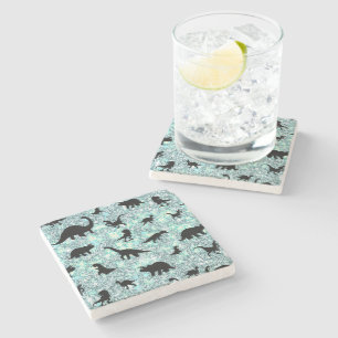 Porta-copo De Pedra dinossauro T-rex sombra na galáxia gradiente