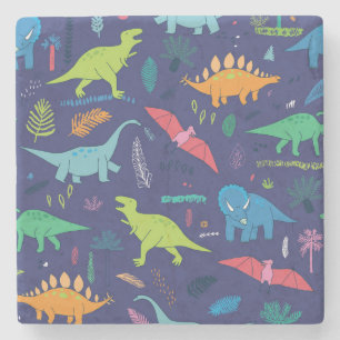Porta-copo De Pedra Dinossauros Palms Padrão de Vintagem Tropical