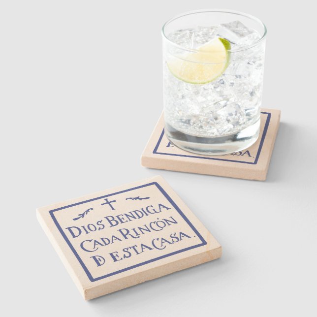 Porta-copo De Pedra Dios bendiga cada rincon (Lateral)