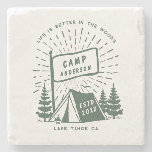 Porta-copo De Pedra Diversão de Acampamento Familiar Moderno Retro ao