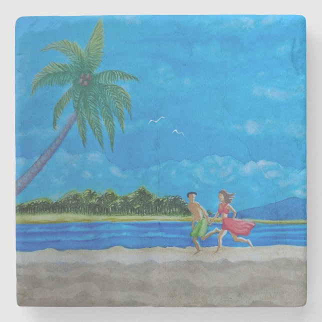 Porta-copo De Pedra Diversão no Sol (Frente)