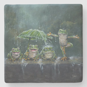Porta-copo De Pedra "Diversão Obrigatória" pintado à mão