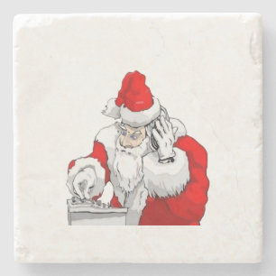 Porta-copo De Pedra DJ Papai Noel Mixando A Faixa Da Festa De Natal