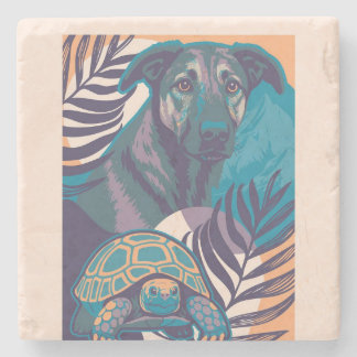 Porta-copo De Pedra dog tortoise coaster