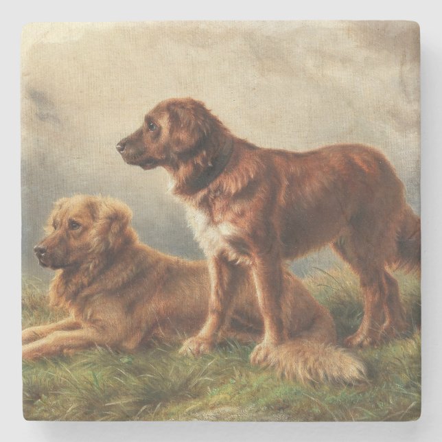 Porta-copo De Pedra Dois Cães Vigiantes (Frente)