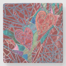 Porta-copo De Pedra Dois corações