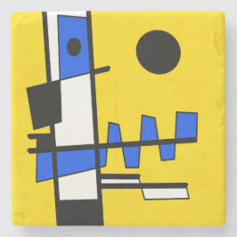 Porta-copo De Pedra Dois Lados Da Etnicidade Amarelo Azul Preto Branco