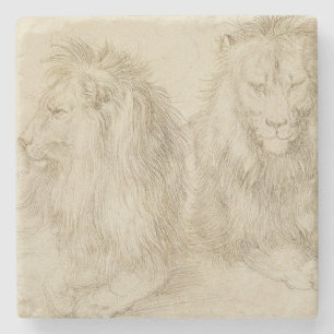 Porta-copo De Pedra Dois Leões Sentados (Animais Selvagens) (Albrecht