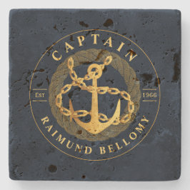 Porta-copo De Pedra Dourada Âncora