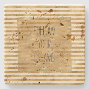 Porta-copo De Pedra Douradas faixas de creme