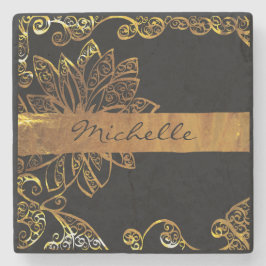 Porta-copo De Pedra Dourado