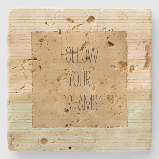 Porta-copo De Pedra Dourado Cream Blush Mint Strips (Frente)