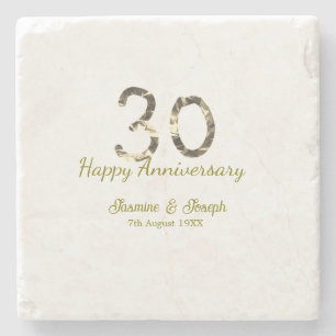 Porta-copo De Pedra Dourado Metálico 30º Feliz aniversário adicionar n