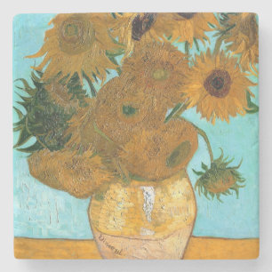 Porta-copo De Pedra Doze girassóis em um vaso (pintura em vida estátic