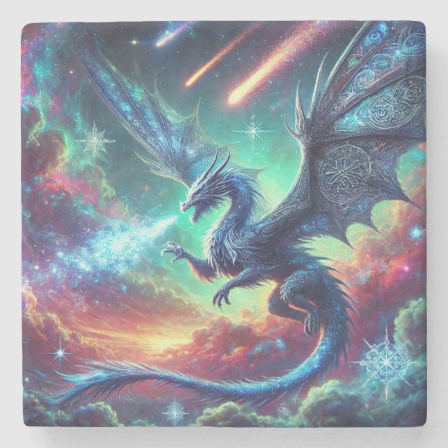 Porta-copo De Pedra Dragão Azul (Frente)