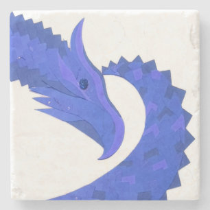 Porta-copo De Pedra Dragão azul no branco