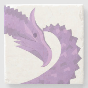 Porta-copo De Pedra Dragão do coração roxo lavanda em branco