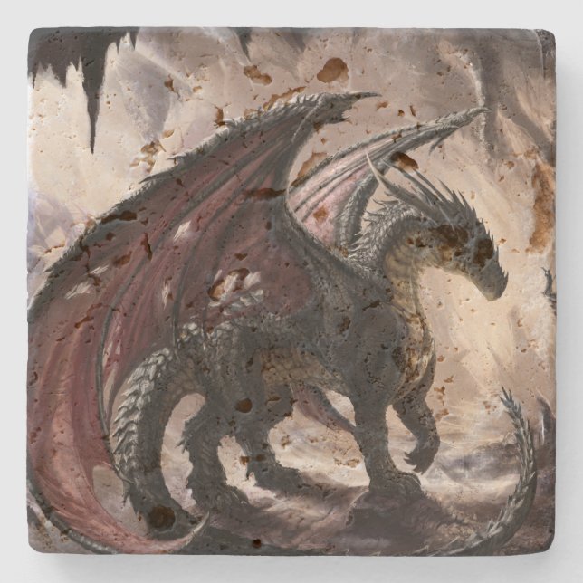 Porta-copo De Pedra Dragão Na Caverna (Frente)
