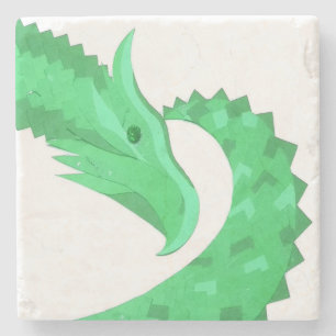 Porta-copo De Pedra Dragão verde no branco
