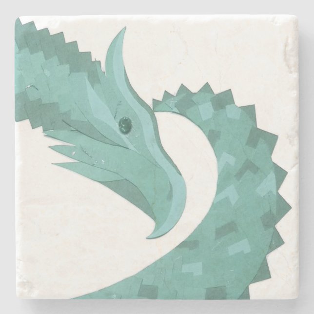 Porta-copo De Pedra Dragão verde-sábado em branco (Frente)