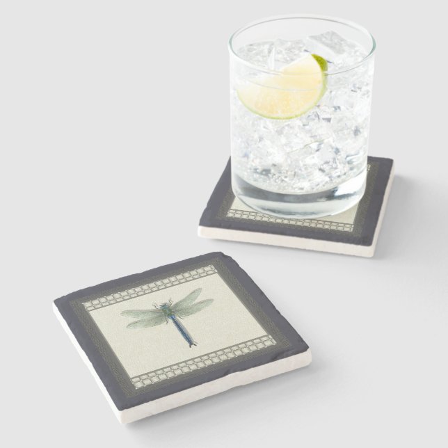 Porta-copo De Pedra Dragonfly Azul Elegante (Lateral)