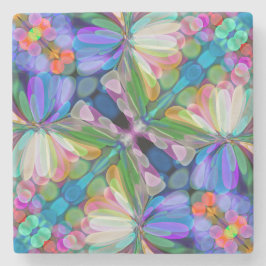 Porta-copo De Pedra Dragonfly Garden Abstrato Floral