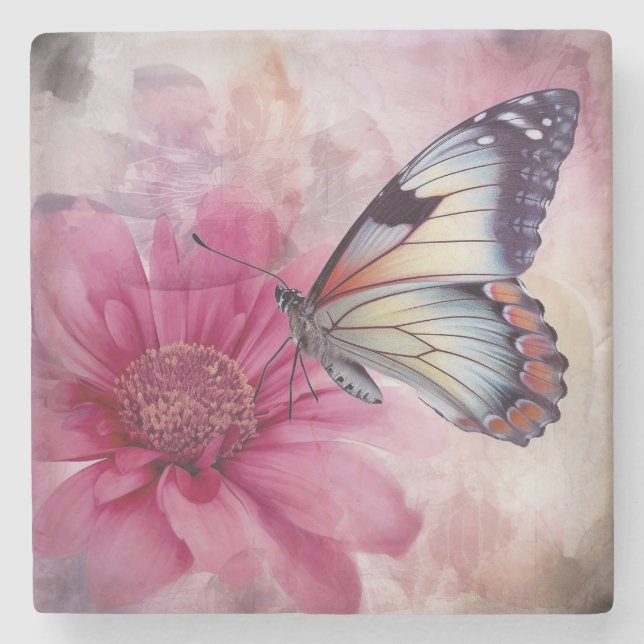 Porta-copo De Pedra Dreamfly na Canvas Floral (Frente)