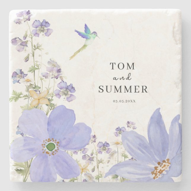 Porta-copo De Pedra Dreamy Lilac Wedding (Frente)