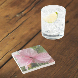 Porta-copo De Pedra Dreamy Pink Hibiscus Floral