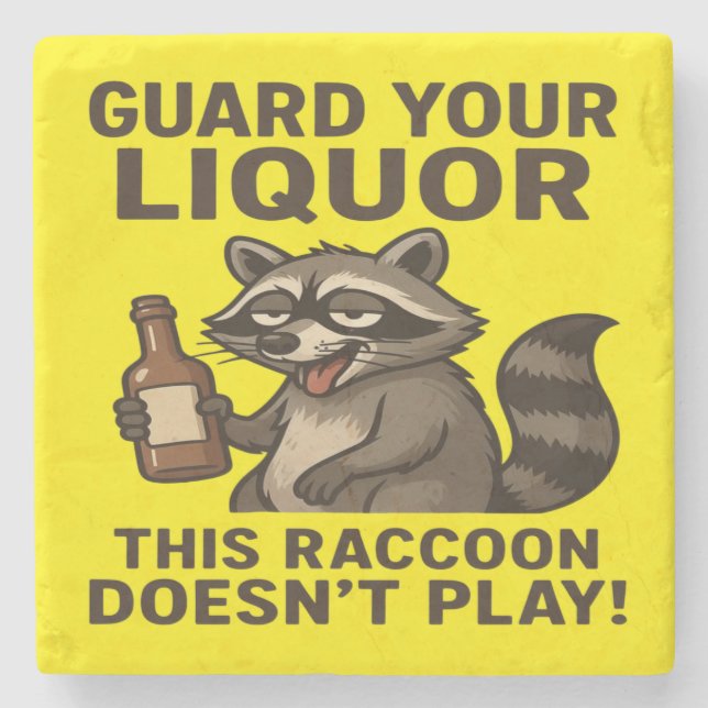 Porta-copo De Pedra Drunk Raccoon Stone Coaster (Frente)