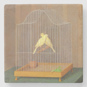 Porta-copo De Pedra Duas Canárias em uma Gaiola (por Antonio Donghi)