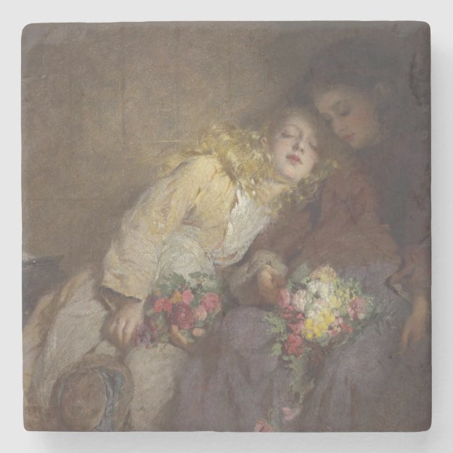 Porta-copo De Pedra Duas Meninas Jovens Retornando Para Casa (Frente)