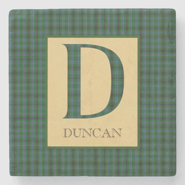 Porta-copo De Pedra Duncan Tartan Monograma D (Frente)