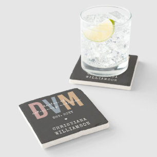 Porta-copo De Pedra DVM Personalizada Doutorado em Medicina Veterinári