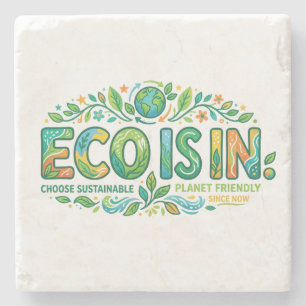 Porta-copo De Pedra Eco É Tendência – Design de Camiseta de Vida Suste
